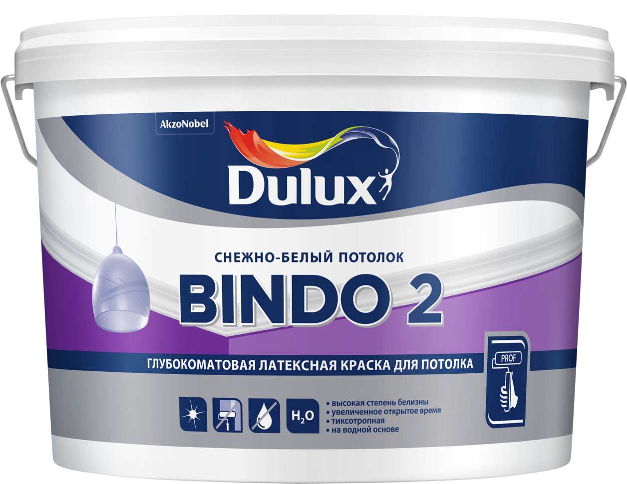 Краска Дьюлакс Биндо-2/Dulux Bindo 2 интерьерная, белоснежная (10л)