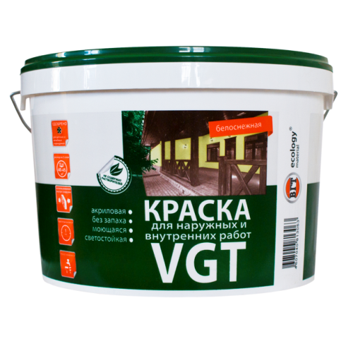 Краска ВГТ/VGT ВД-АК-1180 моющаяся для внутр/нар. работ белоснежная ( 7,0кг)