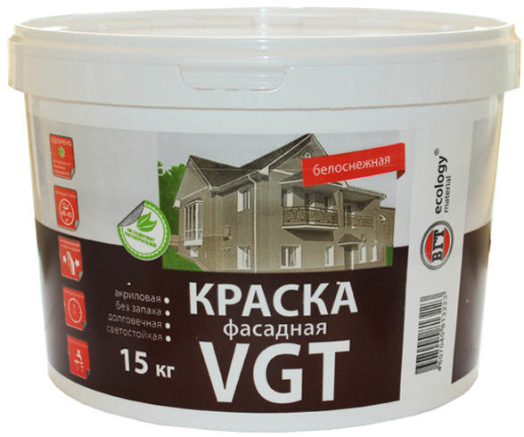Краска фасадная ВГТ/VGT ВД-АК-1180 Белоснежная ( 7,0кг)