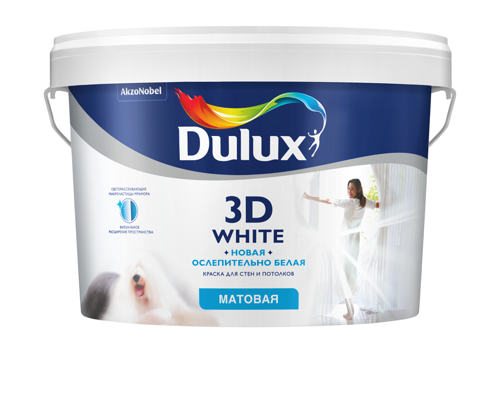 Краска Дьюлакс 3D Уайт Новая/Dulux 3D White матовая моющаяся купить Коломна, цена, отзывы. Фото N2