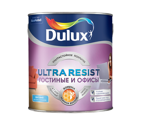 Краска Дьюлакс Ультра Резист/Dulux Ultra Resist гостинные и офисы ( 2,5л)